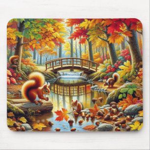 Serene Autumn Forest Scene Malerei Mousepad