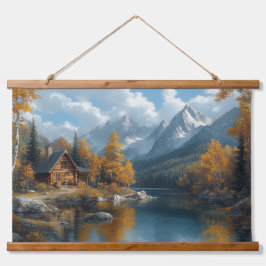 Serene Autumn Lake Masterpiece Tapestory Wandteppich Mit Holzrahmen