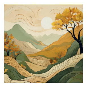 Serene Autumn River - Nature Landschaft Art Poster