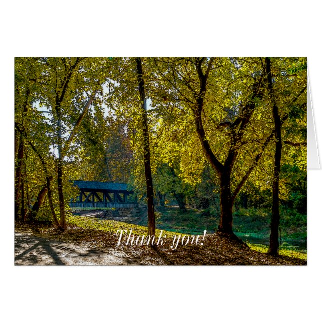 Serene Autumn Walk Painterly Dankeschön Card (Vorderseite (Horizontal))