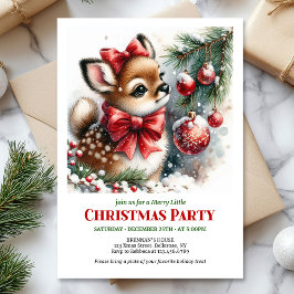 Serene baby deer watercolor Christmas kids invite  Einladung