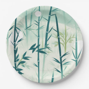 Serene Bamboo Blossom Asian  (5) Pappteller
