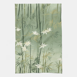 Serene Bamboo Blossom Asian  (6) Geschirrtuch