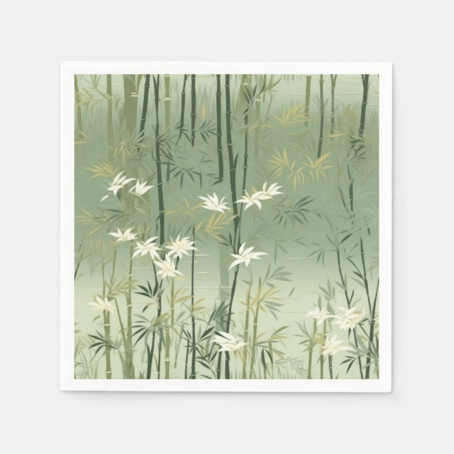 Serene Bamboo Blossom Asian (6) Serviette (Vorderseite)