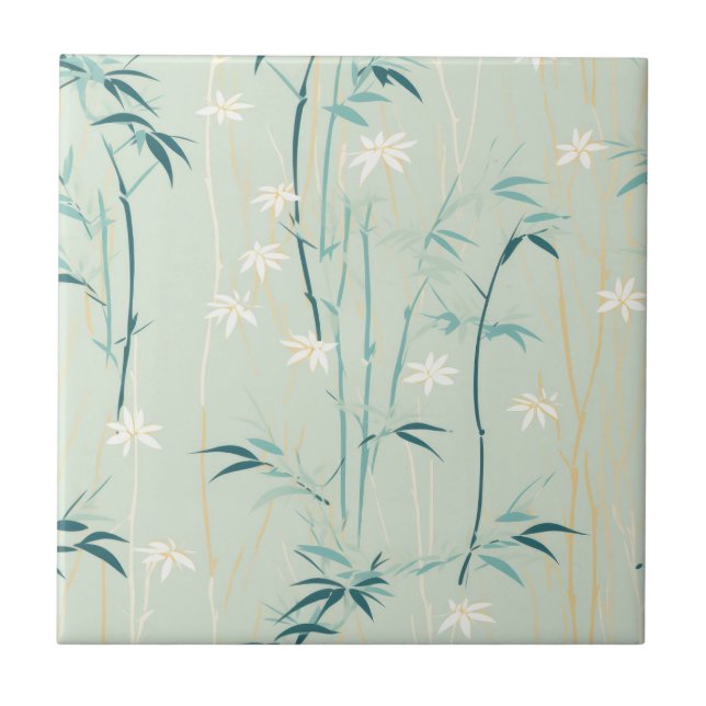 Serene Bamboo Blossom Asian  (9) Fliese (Vorderseite)