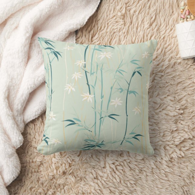 Serene Bamboo Blossom Asian (9) Kissen (Decke)