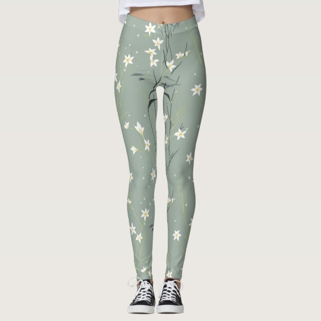 Serene Bamboo Blossom Asian  (9) Leggings (Vorderseite)
