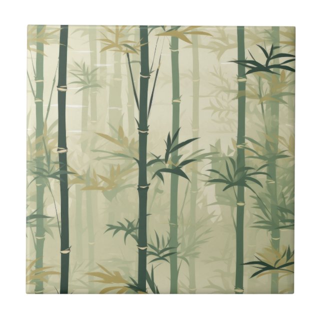 Serene Bamboo-Blüten-Asiatisch (3) Fliese (Vorderseite)