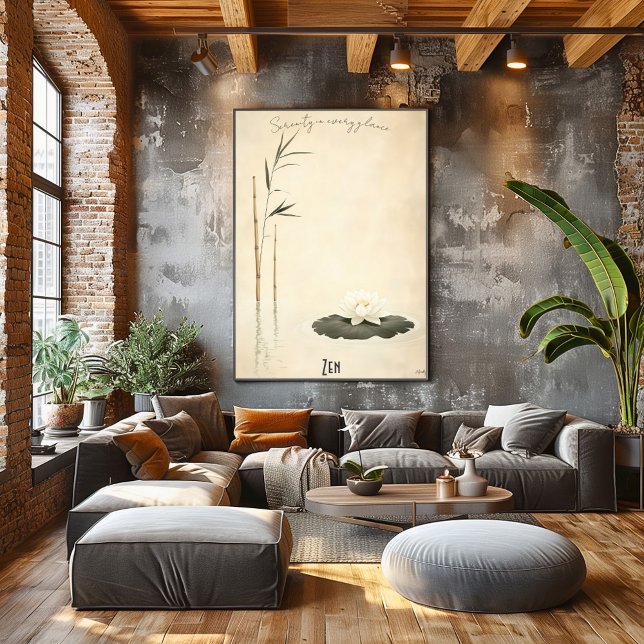 Serene Bamboo und Lotus Zen Art Poster (Von Creator hochgeladen)