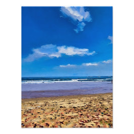 Serene Beach Landschaft mit blauem Himmel Fotodruck