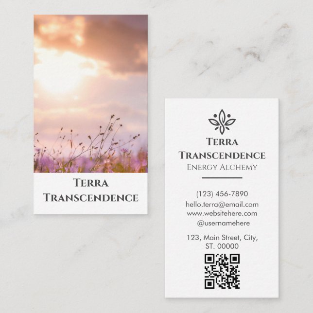 Serene Beauty Ästhetik Sunset Pink QR Clean Code Visitenkarte (Vorne/Hinten)