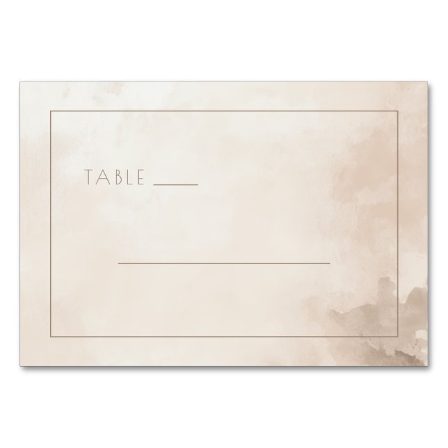 Serene Beige Wasserfarbenlinien Tischnummer (Vorderseite)