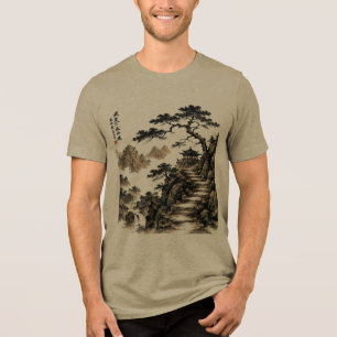 Serene Berg-Tinten-Landschafts-Natur-Kunst Tri-Blend Shirt