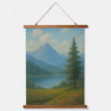 Serene Bergsee-Landschaftswandkunst