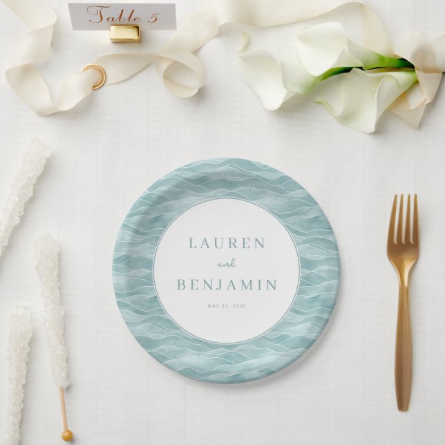 Serene Blaue Welle Ozeanische Pappteller (Hochzeit)