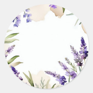 Serene Blooms Watercolor Lavender Runder Aufkleber