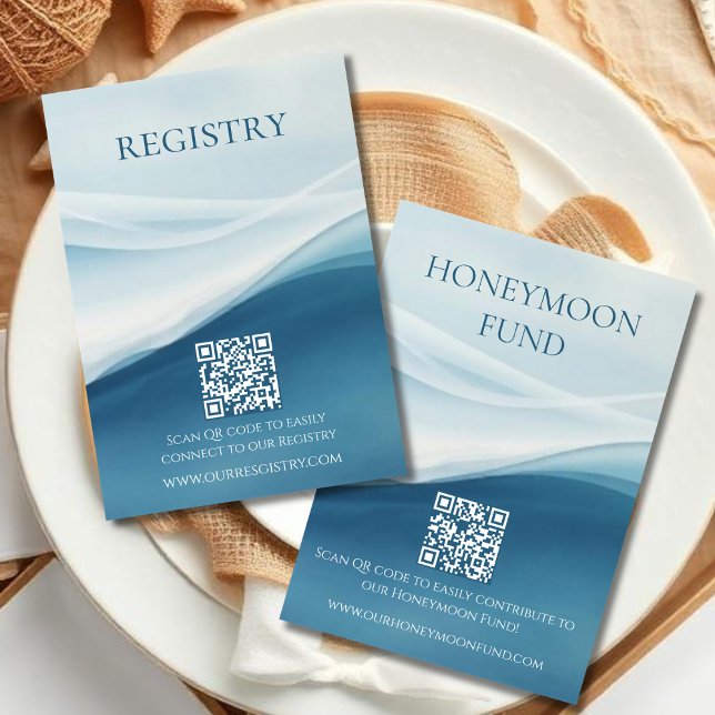 Serene Blue Abstract Beach Wedding Registry Begleitkarte (Serene Blue Abstract Beach Wedding Registry Enclosure Card)