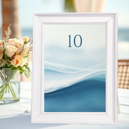 Serene Blue Abstract Wedding Table Numbers Tischnummer