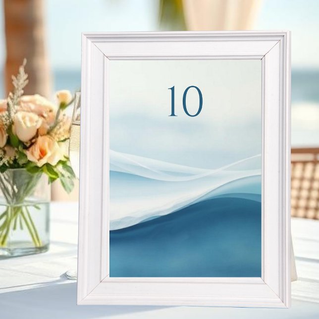 Serene Blue Abstract Wedding Table Numbers Tischnummer (Serene Blue Abstract Wedding Table Numbers)