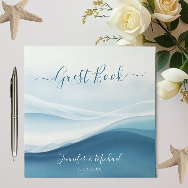 Serene Blue Beach Abstract Wedding Gästebuch (Serene Blue Beach Abstract Wedding Guest Book )