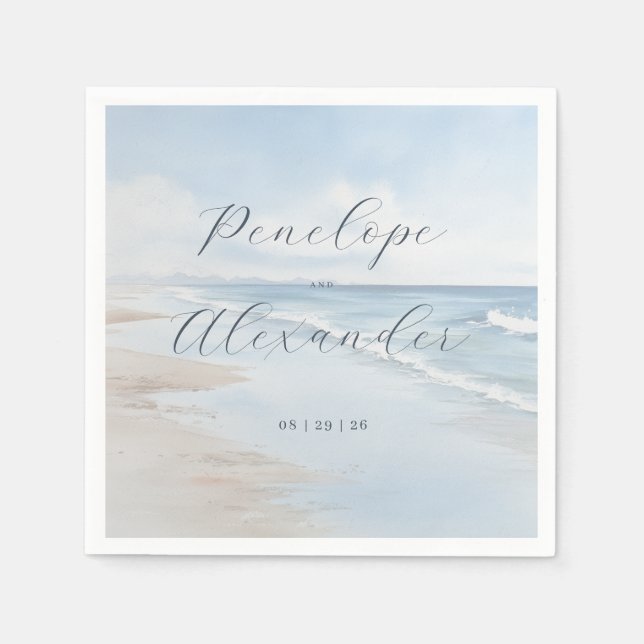 Serene Blue Beach Waves Serviette (Vorderseite)