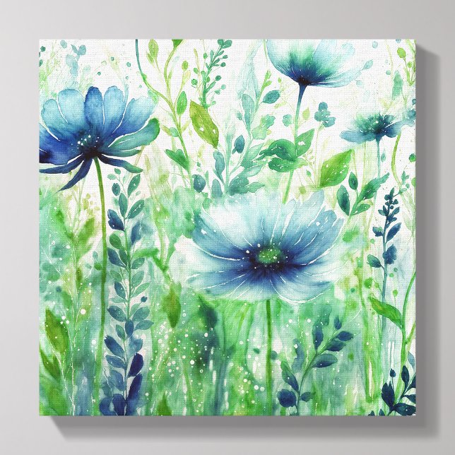 Serene Blue Blossoms - Aquarellblume Leinwanddruck (Von Creator hochgeladen)