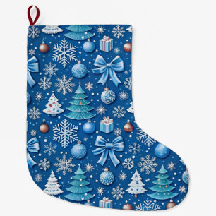 Serene Blue Christmas Wrapping Paper Pattern Großer Weihnachtsstrumpf