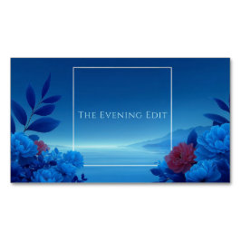Serene Blue Floral Seascape Pink Accent Magnetische Visitenkarte
