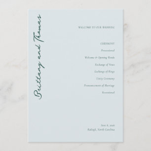 Serene Blue Hochzeitszeremonie-Programm Programm