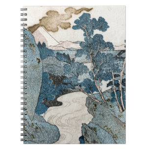 Serene Blue Japanese River Landscape Art Notizblock