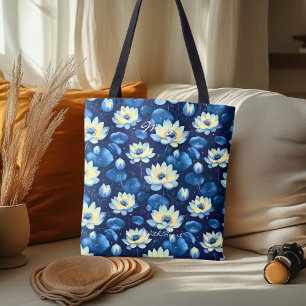 Serene Blue Lotus Floral Wellness-Tasche