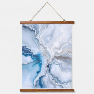 Serene Blue Marble Abstrakt.Farbenfroh Abstrakt Wandteppich Mit Holzrahmen