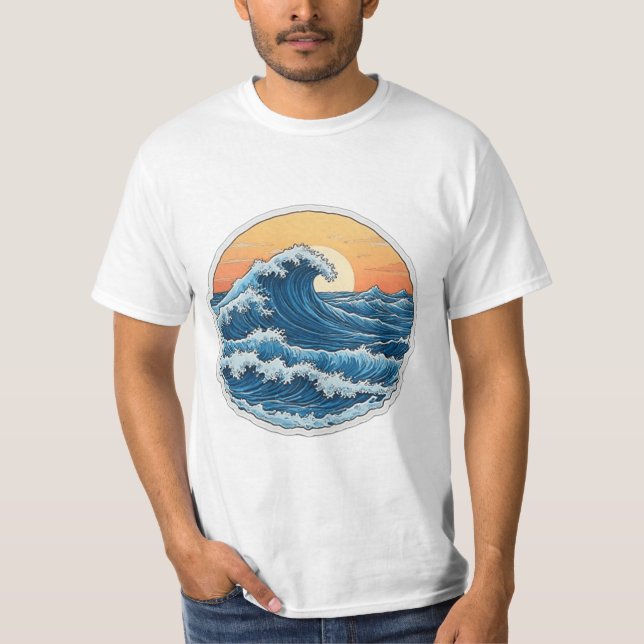 Serene Blue Ocean Waves Küstenart T-Shirt (Vorderseite)