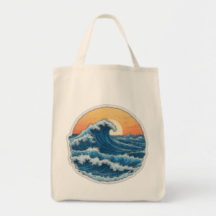 Serene Blue Ocean Waves Küstenart Tragetasche