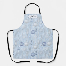 Serene Blue Silver Ornament Pattern Personalized Schürze