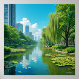 Serene Blue Sky mit Wolken Poster