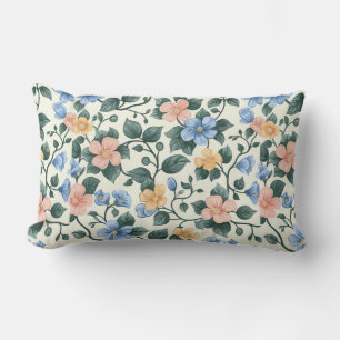 Serene Blue und Green Florals Lendenkissen
