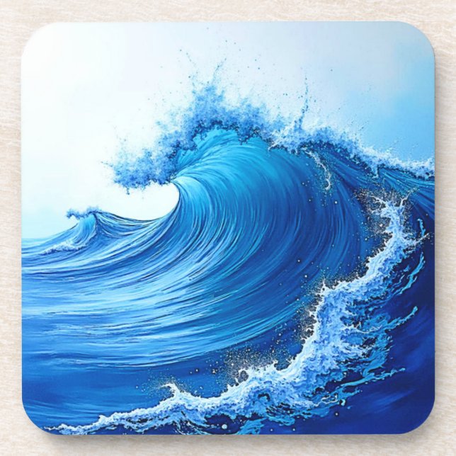 Serene Blue Wave Splashes Getränkeuntersetzer (Vorderseite)