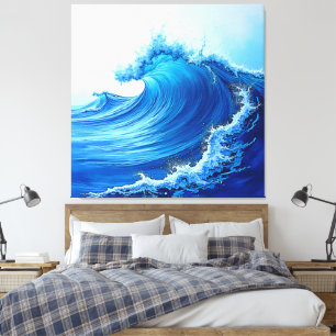 Serene Blue Wave Splashes Leinwanddruck