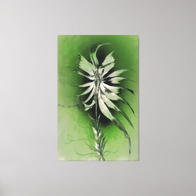Serene Blume auf Green Leinwanddruck (Vorderseite)
