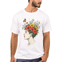 Serene Blüte - Blumenkopf Frau mit Schmetterling