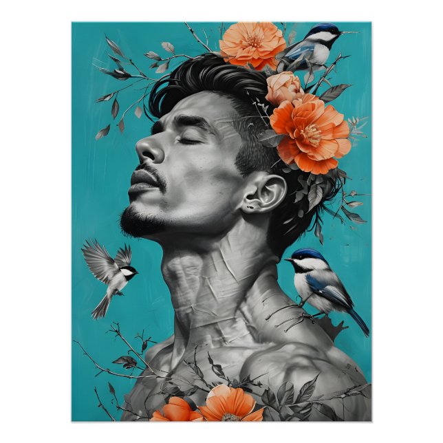 Serene Botanical Wall Art - Portrait mit Vibranit Poster (Vorderseite)