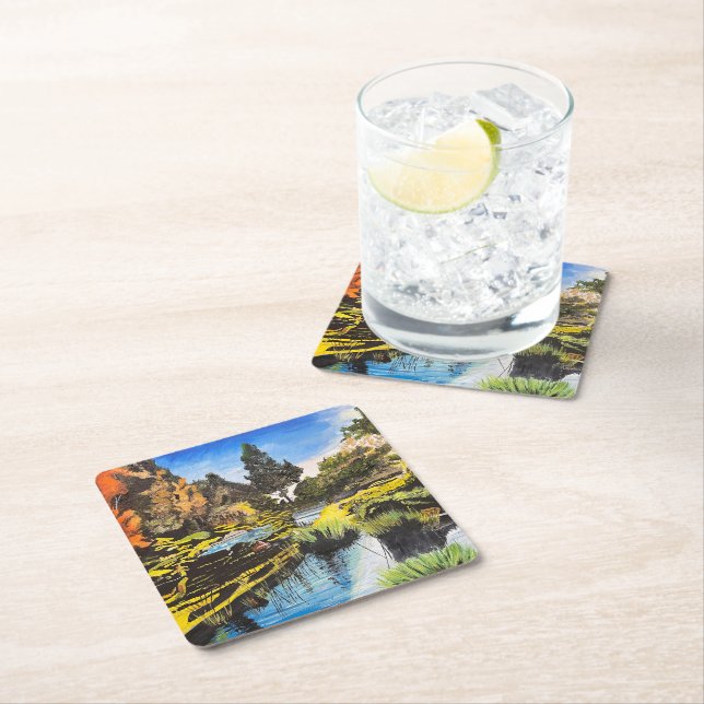 Serene Brook von Gary Poling Rechteckiger Pappuntersetzer (Vor Ort)