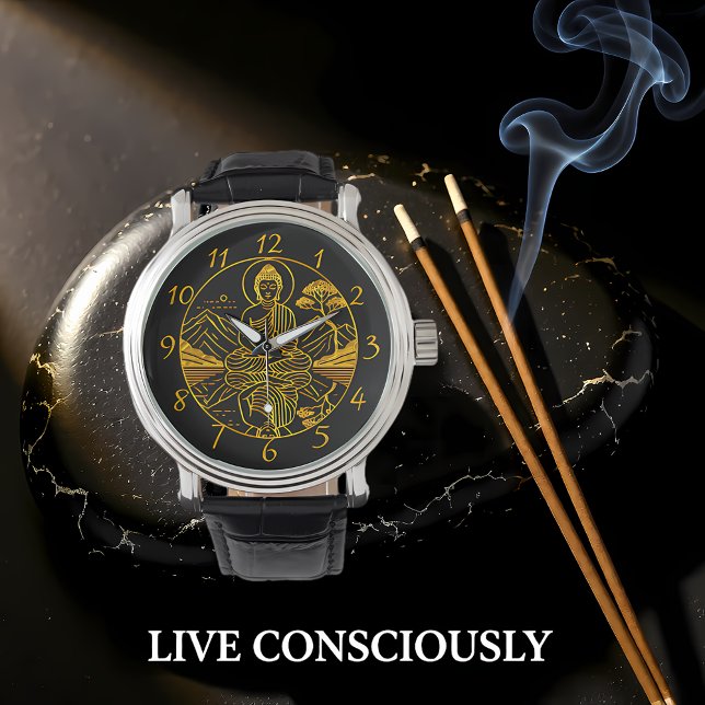 Serene Buddha Abbildung in ruhigen Gewässern Armbanduhr (Von Creator hochgeladen)