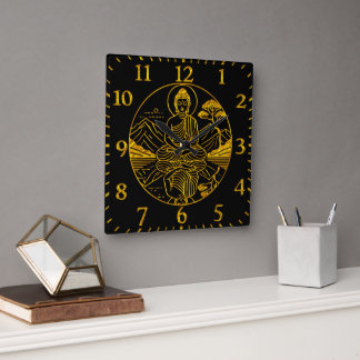 Serene Buddha Abbildung in ruhigen Gewässern Quadratische Wanduhr