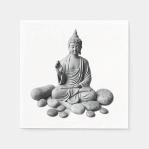 Serene Buddha mit Steinen und Pflanze Serviette