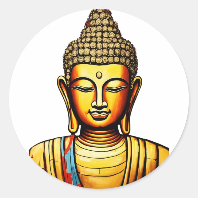 Serene Buddha: Runder Aufkleber (Vorderseite)