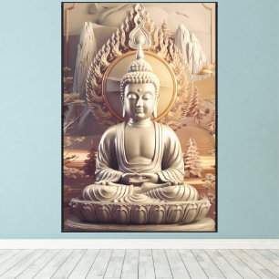 Serene Buddha Statue in ruhiger Landschaft 3D Leinwanddruck