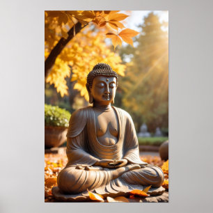 Serene Buddha Statue Zen Vibes Harmony Garden Calm Poster