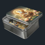 Serene Buddha, umgeben von glühenden Lotus-Blume Puzzle<br><div class="desc">Die ruhige Figur des Buddha,  gebadet in einem warmen goldenen Licht,  sitzt anmutig auf einem mit Lotusblüten geschmückten Podest.</div>